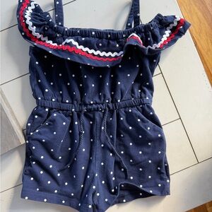 Janie and Jack Toddler Girls' Romper with Red Trim